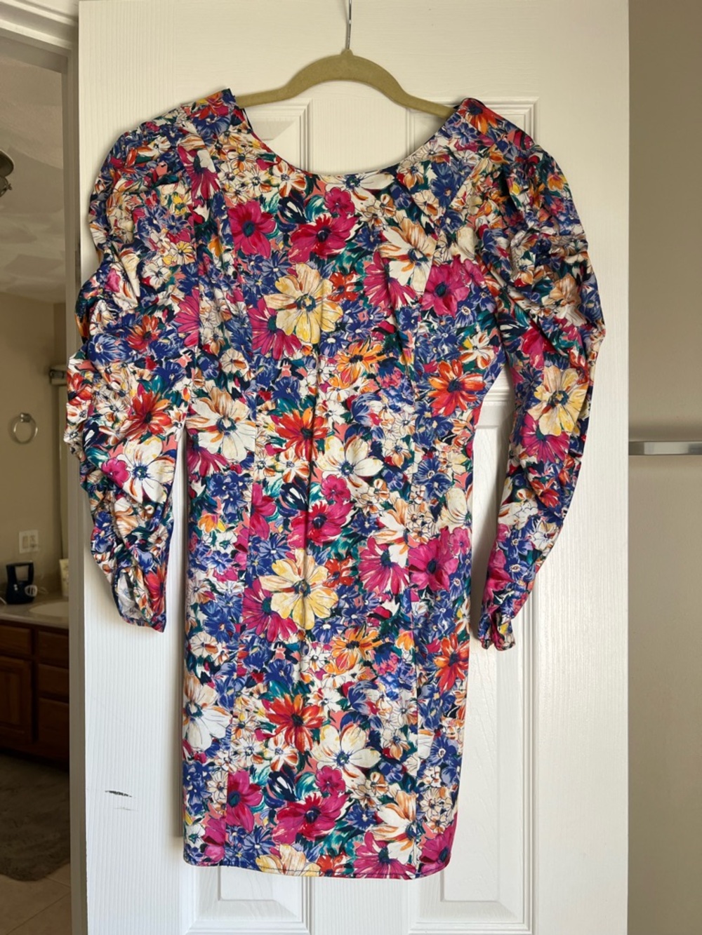Zara Multicolor Floral Puff-Sleeve Mini Dress